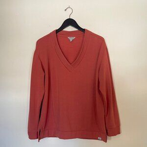 Orvis V-Neck Dropped Shoulder Sweatshirt in Rust Orange, L